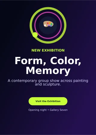 Orbit Art Exhibition Poster A4 Flyer — editable black flyer or poster template, a4 print