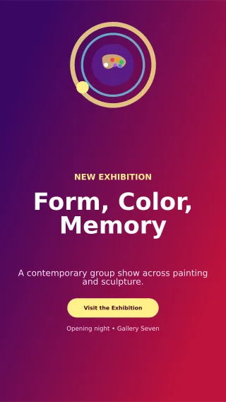 Orbit Art Exhibition Poster Digital Flyer — editable purple flyer or poster template, story / reel