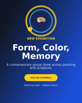 Orbit Art Exhibition Poster Poster — editable blue flyer or poster template, instagram portrait