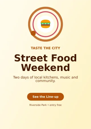 Orbit Food Festival Flyer A4 Flyer — editable white flyer or poster template, a4 print