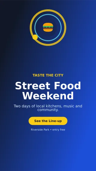 Orbit Food Festival Flyer Digital Flyer — editable blue flyer or poster template, story / reel