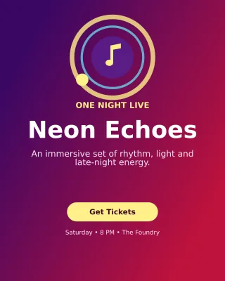 Orbit Live Concert Flyer Poster — editable purple flyer or poster template, instagram portrait