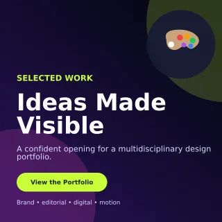 Aurora Design Portfolio Cover Social Post — editable black graphic design template, instagram post