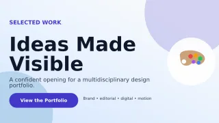 Aurora Design Portfolio Cover Wide Ad — editable white graphic design template, youtube thumbnail