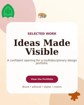 Botanical Design Portfolio Cover Poster — editable white graphic design template, instagram portrait