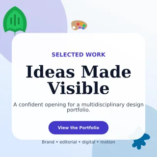 Botanical Design Portfolio Cover Social Post — editable white graphic design template, instagram post