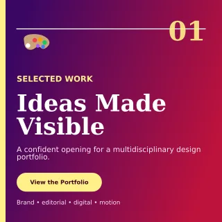 Editorial Design Portfolio Cover Social Post — editable purple graphic design template, instagram post