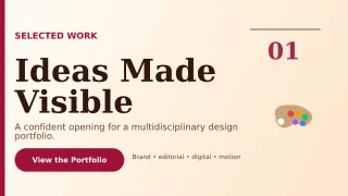 Editorial Design Portfolio Cover Wide Ad — editable white graphic design template, youtube thumbnail