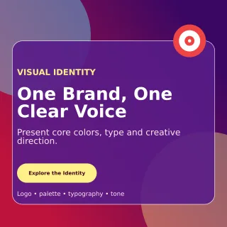 Glass Brand Board Social Post — editable purple graphic design template, instagram post