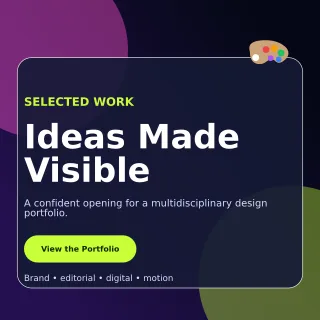 Glass Design Portfolio Cover Social Post — editable black graphic design template, instagram post