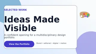 Glass Design Portfolio Cover Wide Ad — editable white graphic design template, youtube thumbnail