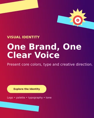 Kinetic Brand Board Poster — editable purple graphic design template, instagram portrait