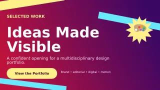 Kinetic Design Portfolio Cover Wide Ad — editable purple graphic design template, youtube thumbnail