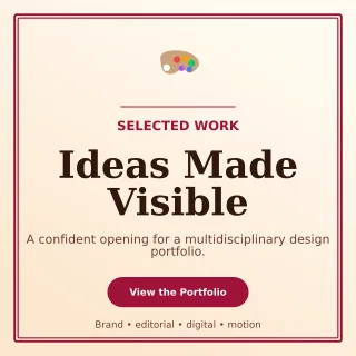 Luxe Design Portfolio Cover Social Post — editable white graphic design template, instagram post