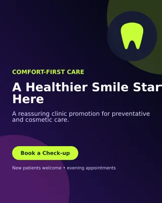 Aurora Dental Clinic Poster — editable black health and fitness template, instagram portrait