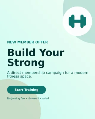 Aurora Gym Membership Poster — editable white health and fitness template, instagram portrait