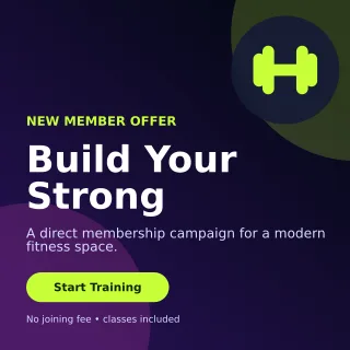 Aurora Gym Membership Social Post — editable black health and fitness template, instagram post
