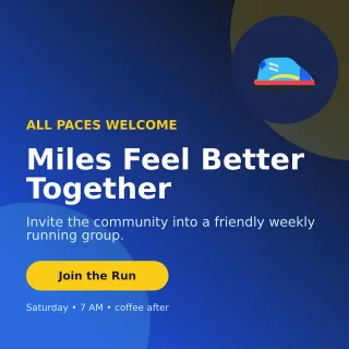 Aurora Run Club Social Post — editable blue health and fitness template, instagram post