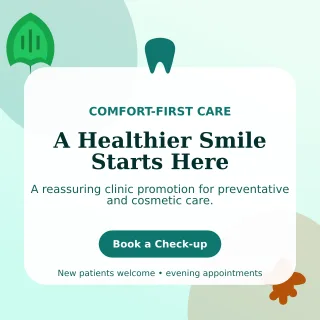 Botanical Dental Clinic Social Post — editable white health and fitness template, instagram post