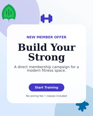 Botanical Gym Membership Poster — editable white health and fitness template, instagram portrait