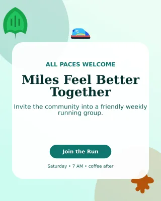 Botanical Run Club Poster — editable white health and fitness template, instagram portrait