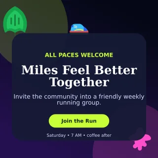 Botanical Run Club Social Post — editable black health and fitness template, instagram post