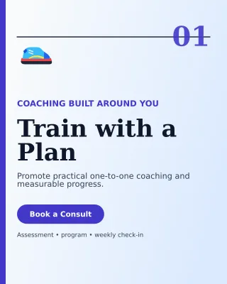Editorial Personal Trainer Poster — editable white health and fitness template, instagram portrait
