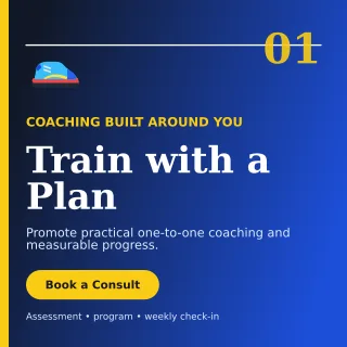 Editorial Personal Trainer Social Post — editable blue health and fitness template, instagram post