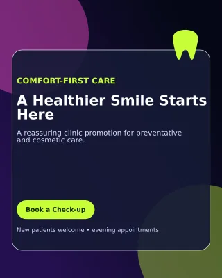Glass Dental Clinic Poster — editable black health and fitness template, instagram portrait