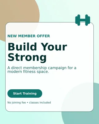 Glass Gym Membership Poster — editable white health and fitness template, instagram portrait