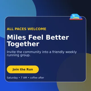 Glass Run Club Social Post — editable blue health and fitness template, instagram post
