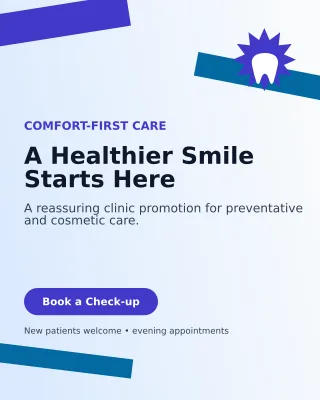 Kinetic Dental Clinic Poster — editable white health and fitness template, instagram portrait