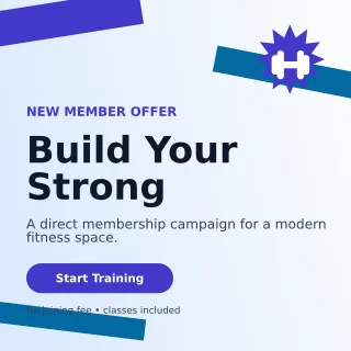 Kinetic Gym Membership Social Post — editable white health and fitness template, instagram post