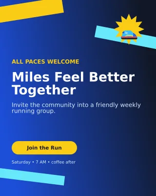 Kinetic Run Club Poster — editable blue health and fitness template, instagram portrait