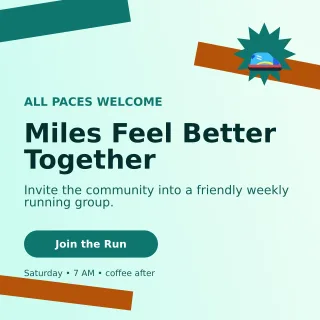 Kinetic Run Club Social Post — editable white health and fitness template, instagram post