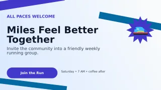 Kinetic Run Club Wide Ad — editable white health and fitness template, youtube thumbnail
