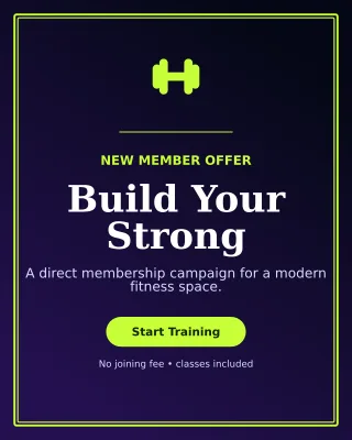 Luxe Gym Membership Poster — editable black health and fitness template, instagram portrait