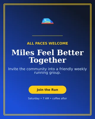 Luxe Run Club Poster — editable blue health and fitness template, instagram portrait