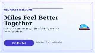 Luxe Run Club Wide Ad — editable white health and fitness template, youtube thumbnail