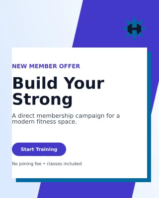Neo Gym Membership Poster — editable white health and fitness template, instagram portrait