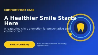 Orbit Dental Clinic Wide Ad — editable blue health and fitness template, youtube thumbnail