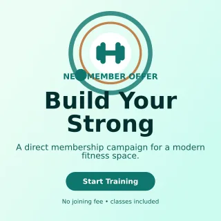 Orbit Gym Membership Social Post — editable white health and fitness template, instagram post