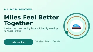 Orbit Run Club Wide Ad — editable white health and fitness template, youtube thumbnail