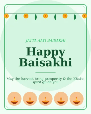 Baisakhi Harvest — editable white holiday template, instagram portrait