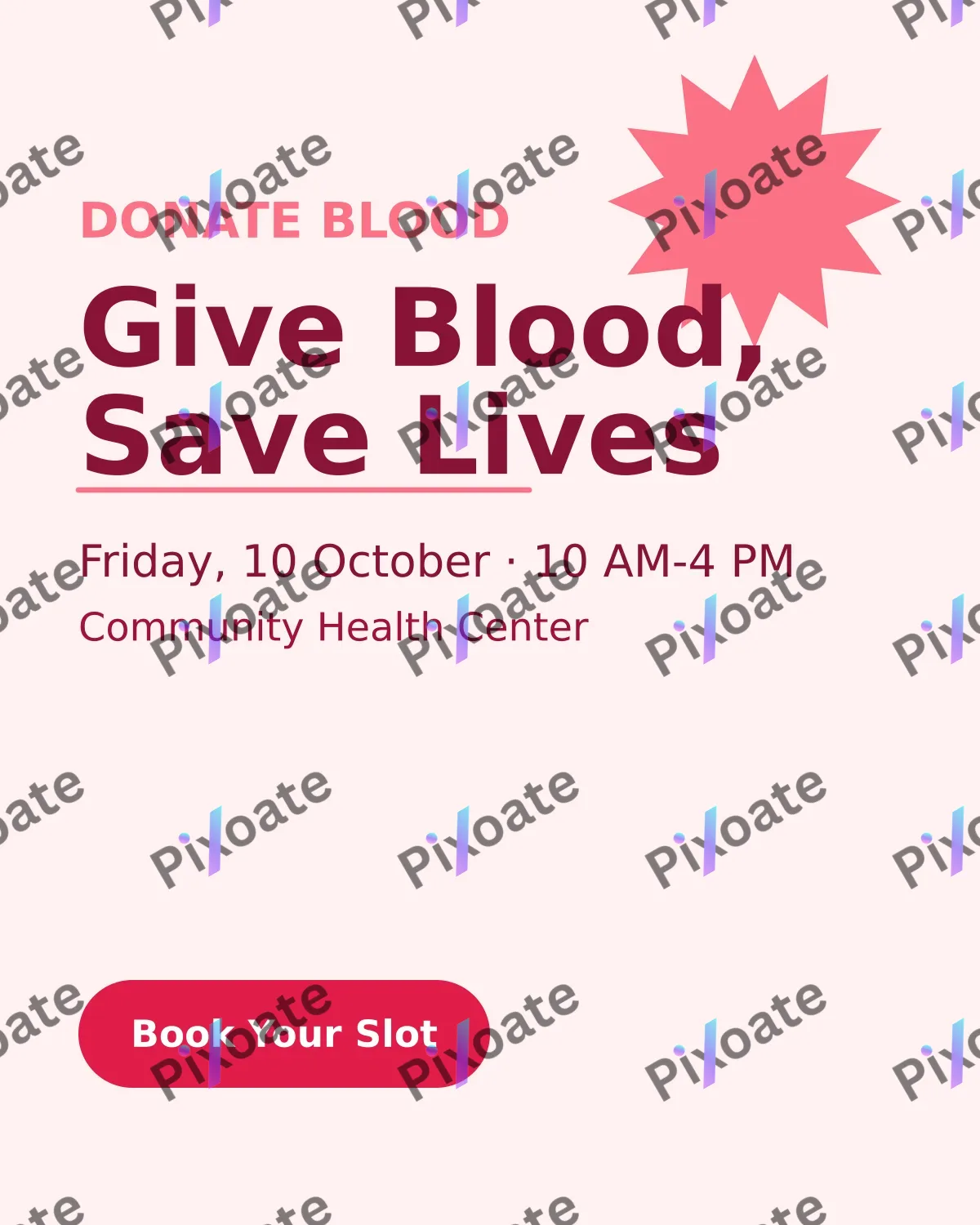 Blood Donation Drive Blood Donation Drive — editable white holiday template, instagram portrait