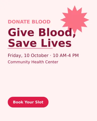 Blood Donation Drive — editable white holiday template, instagram portrait