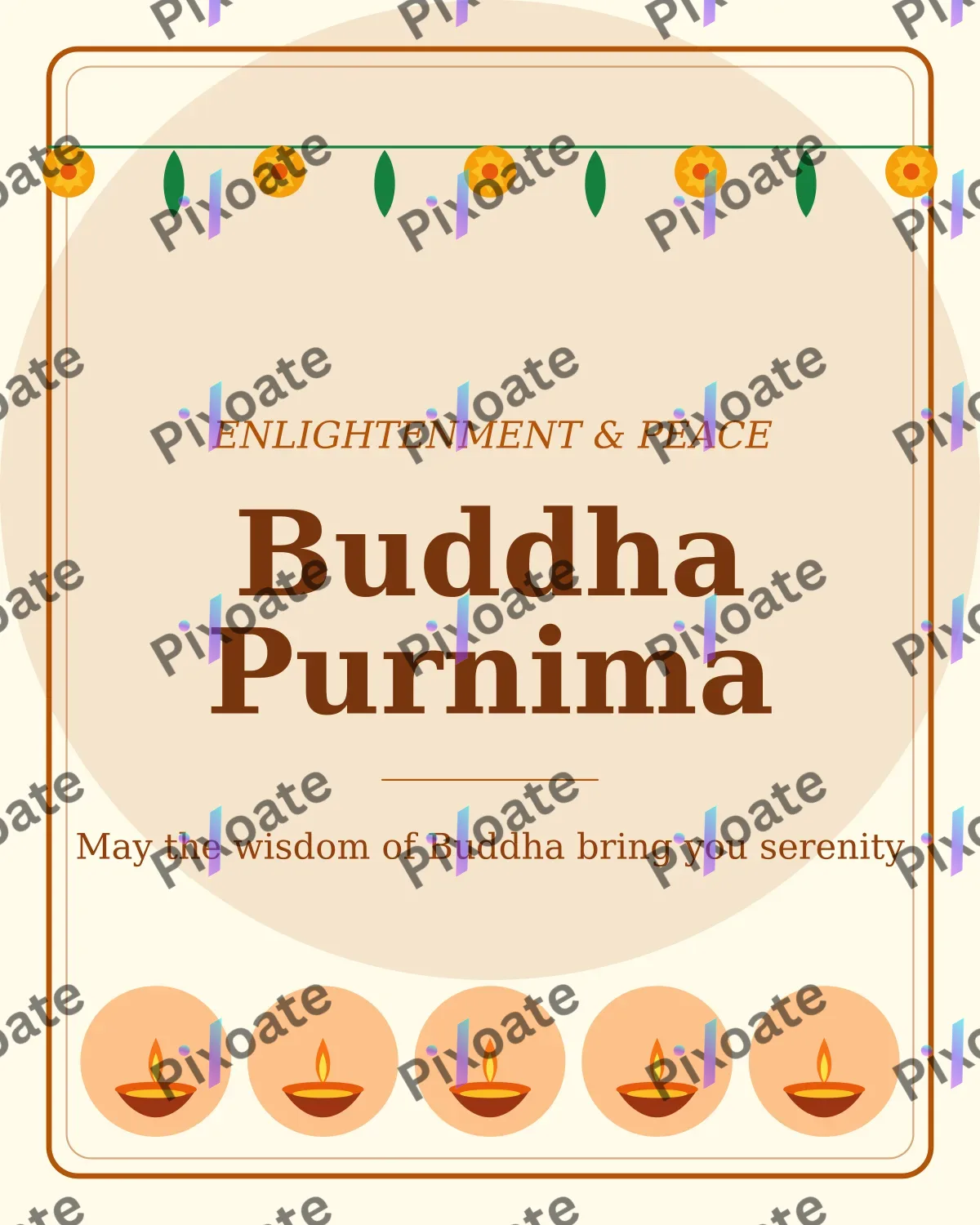 Buddha Purnima — editable white holiday template, instagram portrait