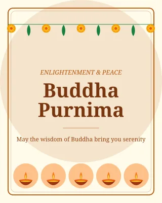 Buddha Purnima — editable white holiday template, instagram portrait