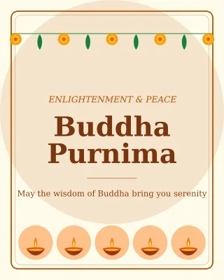Buddha Purnima — editable white holiday template, instagram portrait