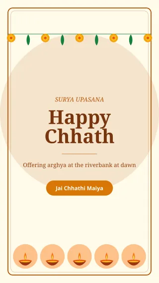Chhath Arghya Story — editable white holiday template, story / reel